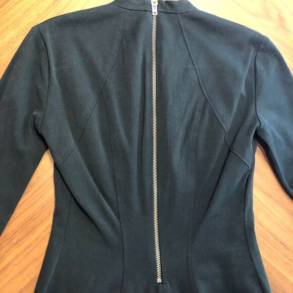Helmut Lang Black V Neck Dress with Dramatic Metal Back Zip Size S - Picture 6 of 9